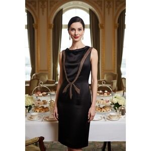 Vintage Nina Ricci Modèle Déposé Black Silk Cocktail Dress — FR 38 / US‎ 6